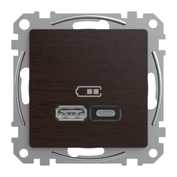 USB розетка тип A+C (45 Вт) SE Sedna Elements SDD181404 венге