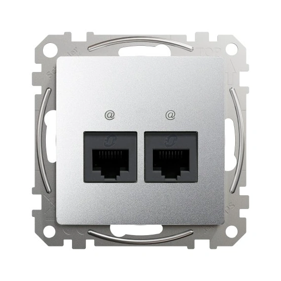 Компьютерная розетка 2-я. RJ45 кат. 5е UTP SE Sedna Design SDD113452 алюминий