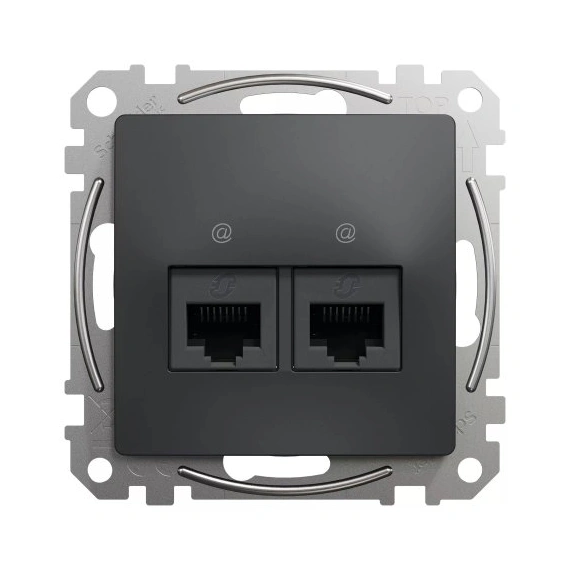 Комп'ютерна розетка 2-а. RJ45 кат. 5е UTP SE Sedna Design SDD114452 чорний