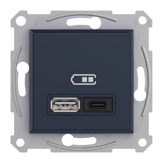 USB розетка А+С, 3 А, 45 Вт, антрацит, Asfora, Schneider Electric, EPH2700471