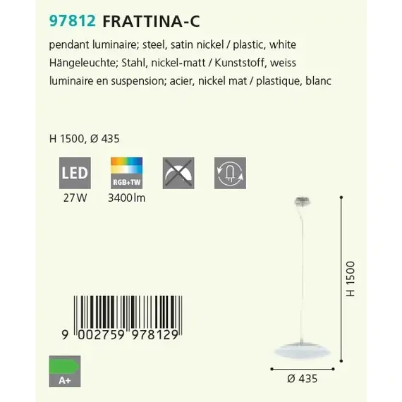 Подвесной светильник EGLO FRATTINA-C 97812 RGB+TW, изображение 3
