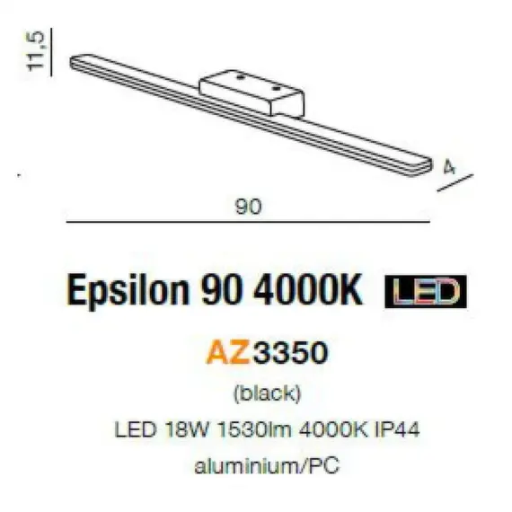 Подсветка для зеркал AZzardo Epsilon 90 4000K LED AZ3350, изображение 4