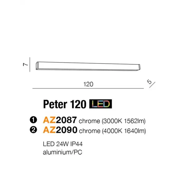 Бра AZzardo PETER 120 AZ2090 (LIN-4001-120-CH), зображення 3