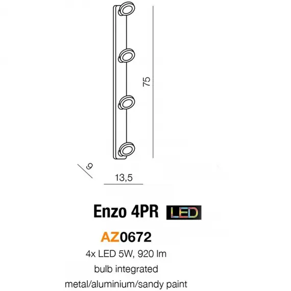 Светильник-спот AZzardo ENZO 4 LED AZ0672, изображение 4