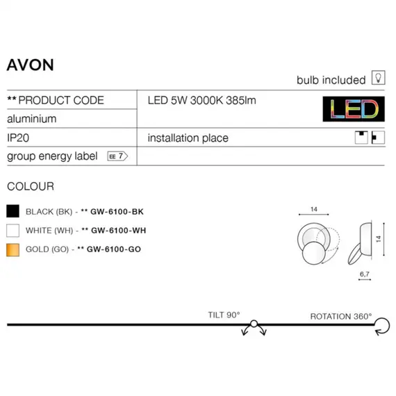 Світильник Azzardo Avon GW-6100-GO (AZ2197), зображення 3