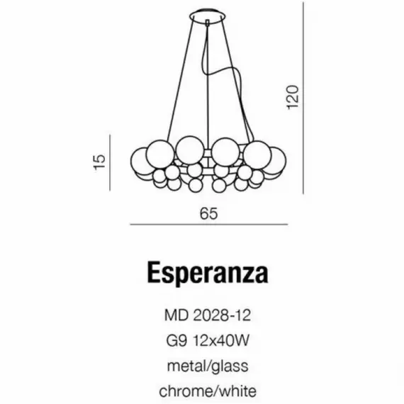 Люстра AZzardo ESPERANZA AZ0095 (MD2028-12-CH-WH), зображення 5