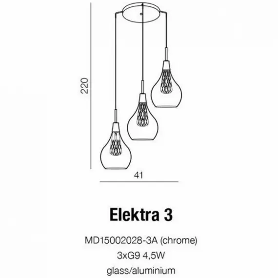 Підвісний світильник AZzardo Elektra 3 AZ1688, зображення 4