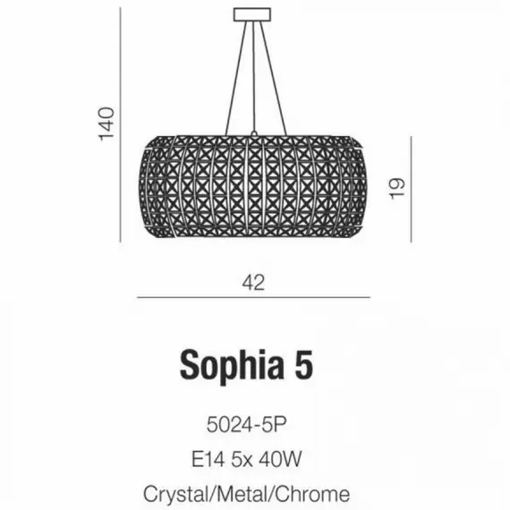 Люстра AZzardo SOPHIA 5 AZ0522 (5024-5P crystal/metal/chrome), зображення 5
