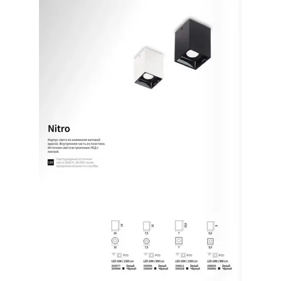 Точечный светильник Ideal Lux Nitro 15 Вт, квадратный, 206028, изображение 5