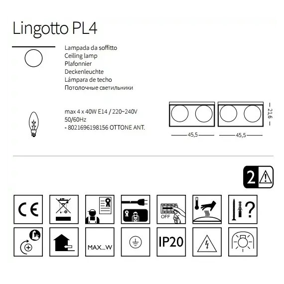 Люстра Ideal Lux Lingotto PL4 198156, изображение 3