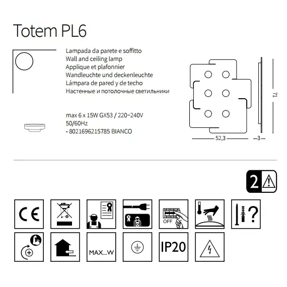 Світильник Ideal Lux Totem PL6 215785, зображення 3
