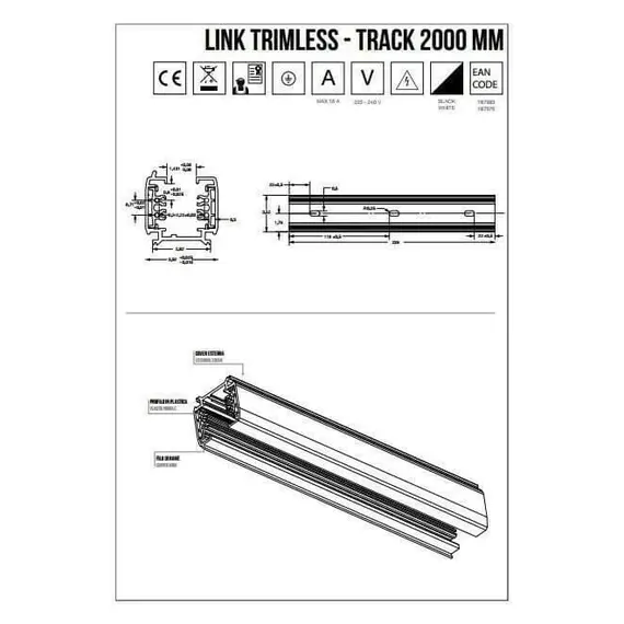 Трек Ideal Lux LINK TRIMLESS DALI 3000 мм 247625, зображення 3