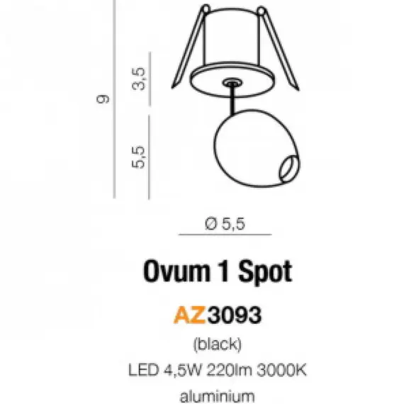 Точковий світильник AZzardo OVUM AZ3093, зображення 3