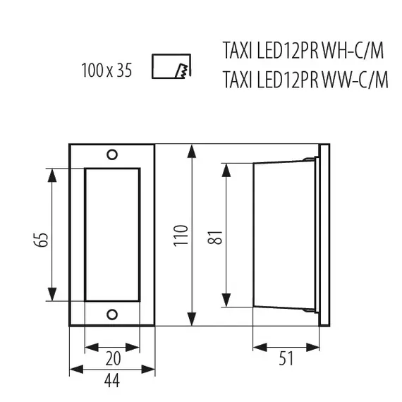 Встраиваемый светильник KANLUX TAXI SMD PC/M-NW (26463) с нейтральным светом, изображение 3