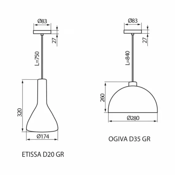 Подвесной светильник Kanlux ETISSA D20 GR 27000, изображение 3