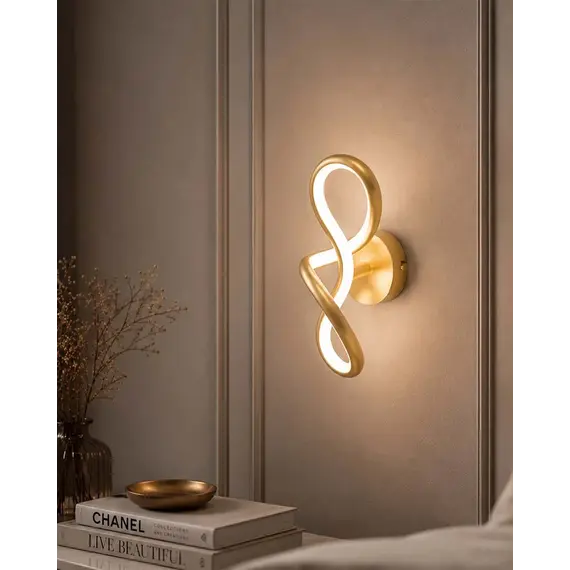 Бра, настінний світильник Goldlux 343864 Wave LED 1x9W 3000K 1300Lm IP20 золотий, изображение 3