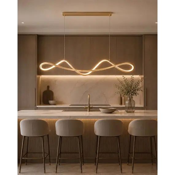 Підвісний світильник, люстра Goldlux 343871 Wave LED 1x32W 3000K 4600Lm IP20 золотий, изображение 2