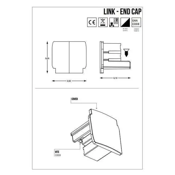 Заглушка Ideal Lux LINK TRIMLESS ON/OFF END CAP 169613, зображення 2