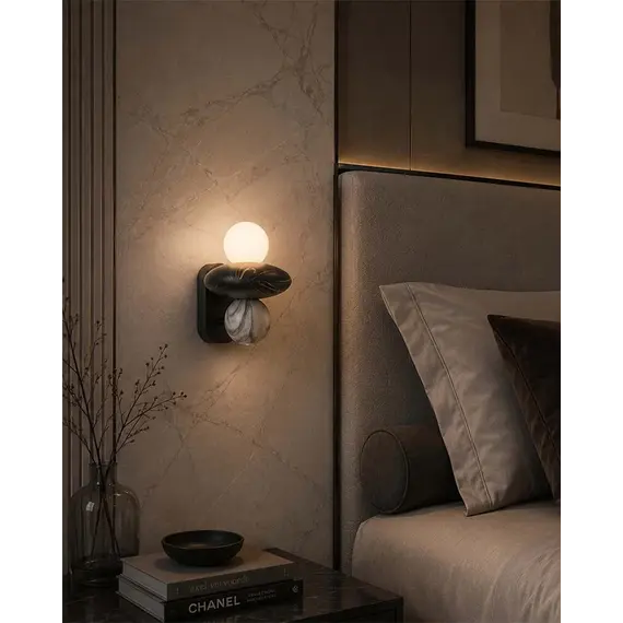 Бра, настінний світильник Goldlux 344571 Marble E27 1x6W IP20 чорний, изображение 2