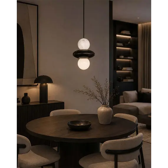 Підвісний світильник, люстра Goldlux 344533 Marble E27 1x6W IP20 чорний, зображення 2