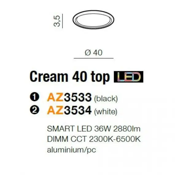 Світильник Azzardo CREAM Smart LED 40 TOP (AZ3533), зображення 3