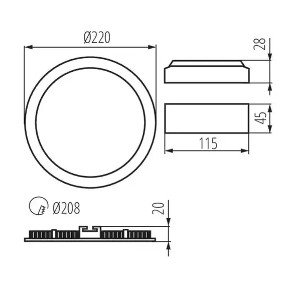 Світильник точковий Kanlux ROUNDA V2LED18W-NW-W 28934 downlight, зображення 2
