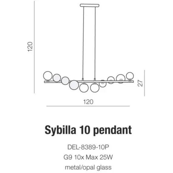 Люстра AZzardo SYBILLA 10 PENDANT AZ4407, зображення 5