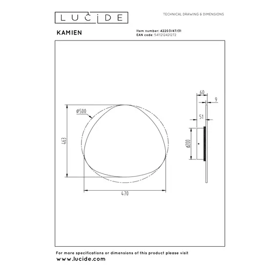 Настенный светильник Lucide KAMIEN 42203/47/31, изображение 7