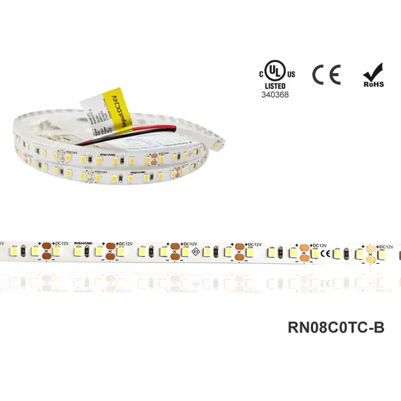 Светодиодная лента RISHANG 120-2835-24V-IP20 8,6 Вт 818 лм 6500 К 5 м (RN08C0TC-B-W), изображение 2