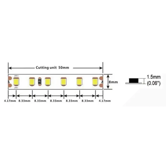 LED стрічка COLORS 120-2835-24V-IP20 8.4W 790Lm 3000K 5м (D8120-24V-8mm-WW), зображення 4