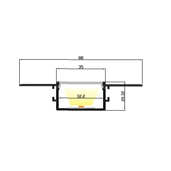 LED-профіль ALUMLED під шпаклівку LD8820 з розсіювачем, 3 метра, зображення 3