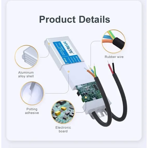 Блок питания HYRITE Slim 300 Вт, 24 В постоянного тока, IP68 (TLG-24E300C), изображение 3