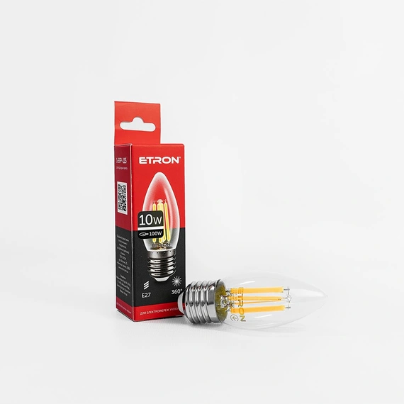 LED лампа ETRON Filament 1-EFP-115 С37 E27 10W 3000K