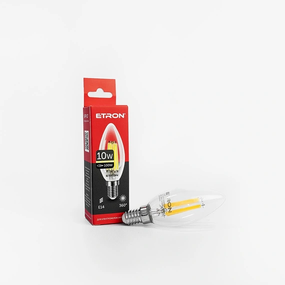 LED лампа ETRON Filament 1-EFP-117 С37 E14 10W 3000K прозрачное стекло