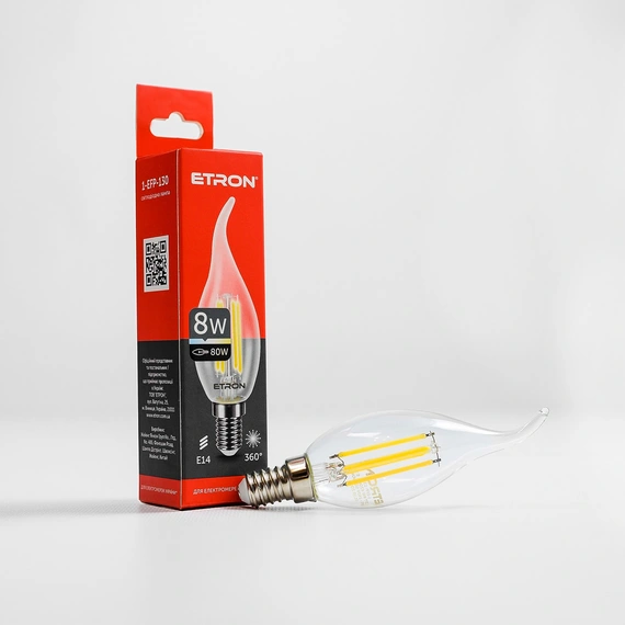 LED лампа ETRON Filament Power 1-EFP-130 С37 tailed E14 8W 4200K прозрачная