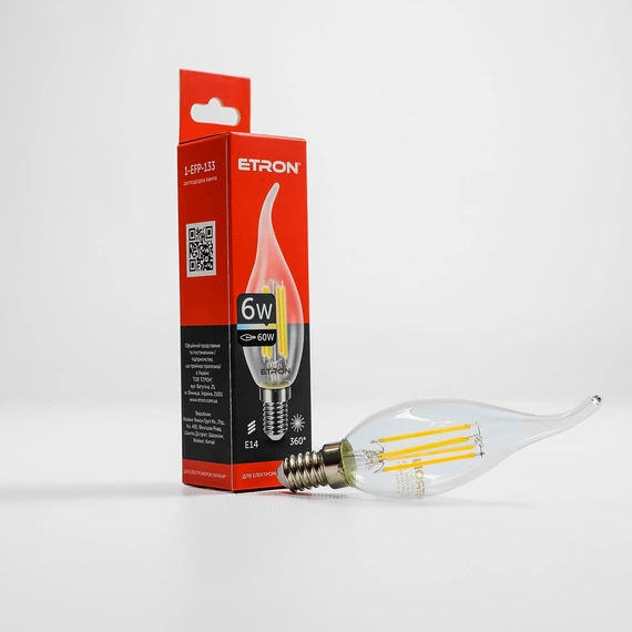 LED лампа ETRON Filament 1-EFP-133 С37 tailed E14 6W 3000К