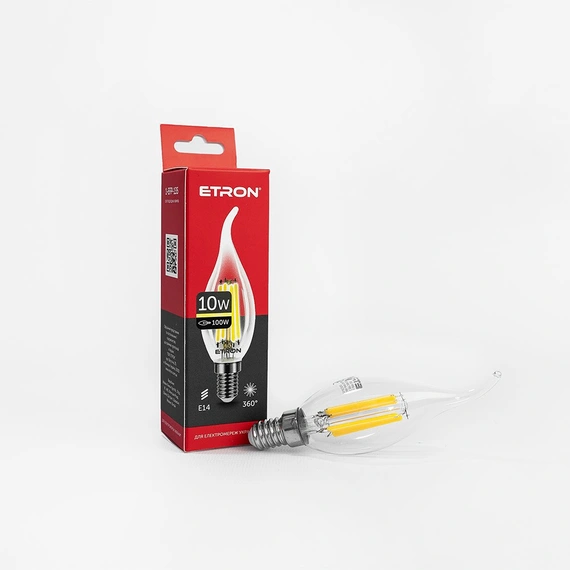 LED лампа ETRON Filament 1-EFP-135 С37 tailed E14 10W 3000K прозрачное стекло
