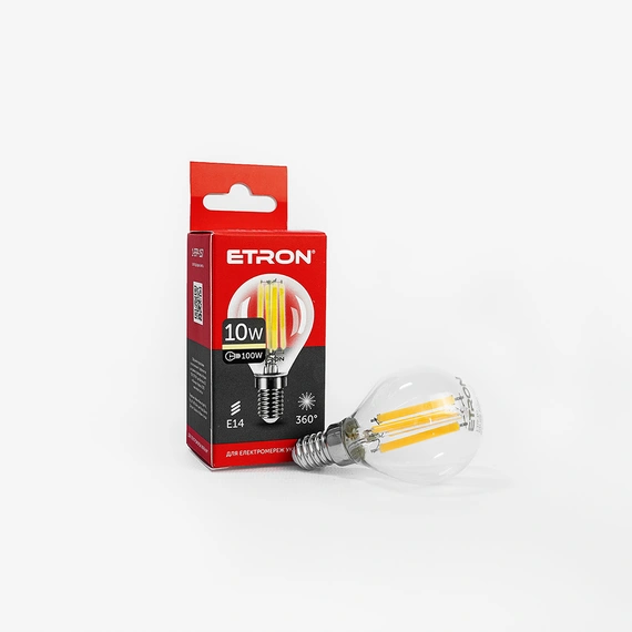 LED лампа ETRON Filament 1-EFP-157 G45 E14 10W 3000K clear glass