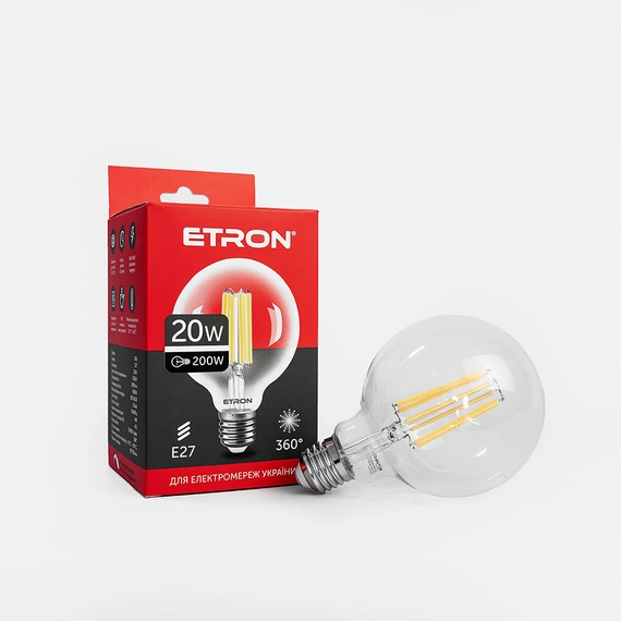 LED лампа ETRON Filament 1-EFP-172 G95 E27 20W 4200K clear glass