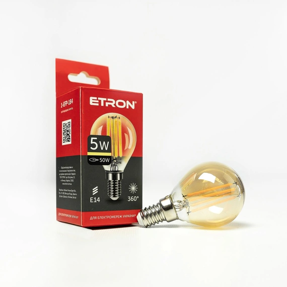 LED лампа ETRON Filament 1-EFP-184 G45 E14 5W 2700K золото