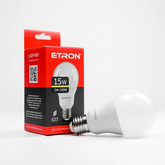 LED лампа ETRON Light 1-ELP-003 A65 15W 3000K E27