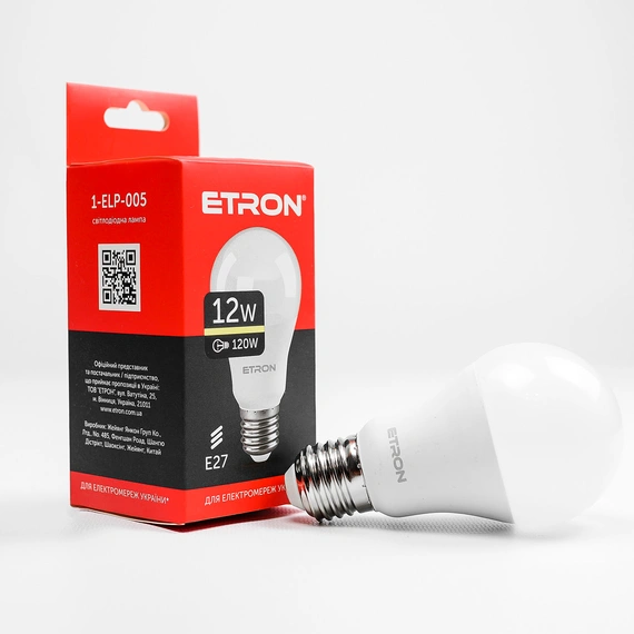 LED лампа ETRON Light 1-ELP-005 A60 12W 3000K E27