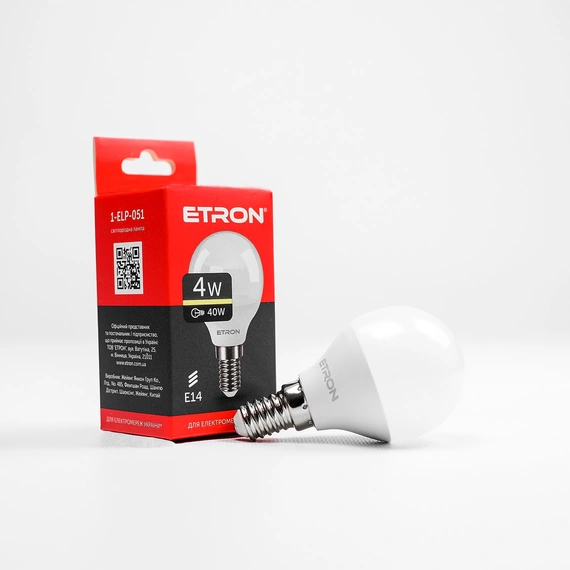 LED лампа ETRON Light 1-ELP-051 G45 4W 3000K 220V E14