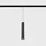 Підвісний світильник IN_LINE TUB S P 200, D30mm, H200mm, CREE LED 7W, 610Lm, 3000K, 50°, CRI>90, 48V, 2-х групний, Вкл./Викл., IP20, титановий/чорний